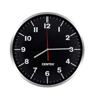 Часы настенные Centek СТ-7100 черн/хром круг d30см плавный ход кварцевые