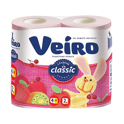 Бумага туалетная Veiro Classic 2-сл 4 рул розовая