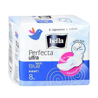 Прокладки BELLA perfecta ULTRA maxi blue 8шт soft с крыл