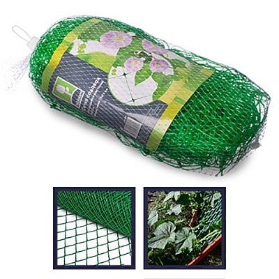 Сетка садовая д/вьющихся растений 2х5м пластик зеленая размер ячейки 15х15см Квазар