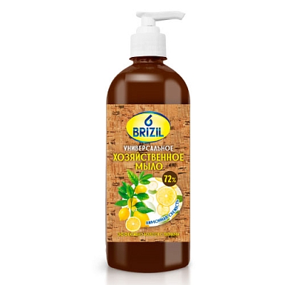Мыло хозяйственное BRIZIL 1л с дозатором лимонная свежесть