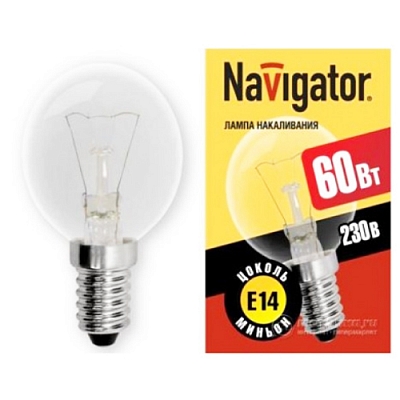 Лампа накаливания Navigator 314 NI-C-40-E14 шар