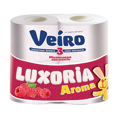 Бумага туалетная Veiro Luxoria Aroma 3-сл 4 рул белая Малина