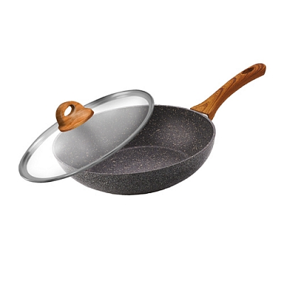 Palermo Сковорода wok Lara 28х8см LR01-57-28 толщина 3,3мм гранит покр индукц дно крышка