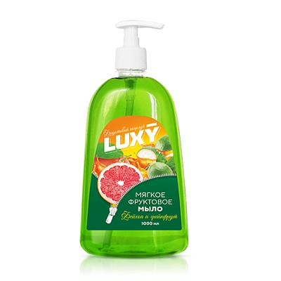 Мыло жидкое Luxy Фруктовый поцелуй 1л с дозатором фейхоа и грейпфрут