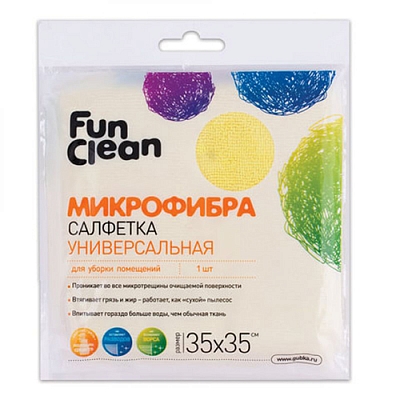 Салфетка микрофибра Fun Clean 35*35см универсальная