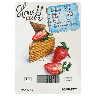 Весы кухонные Scarlett SC-KS57P76 электронные 10кг медовик