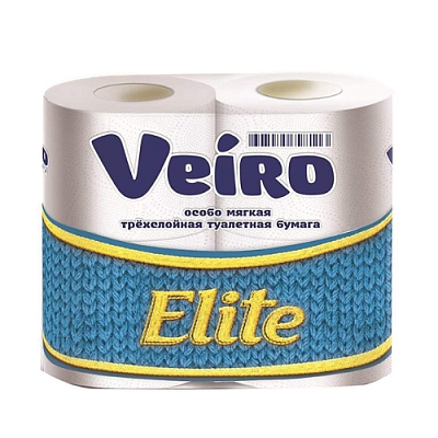 Бумага туалетная Veiro Elite 4-сл 4 рул белая