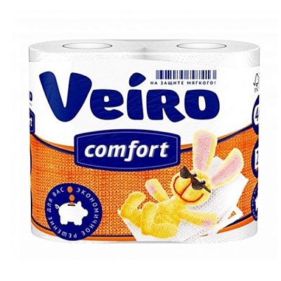 Бумага туалетная Veiro Comfort 2-сл 4 рул оранжевая