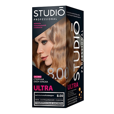Краска д/волос Studio Professional Ultra т.8.00 Натуральный блондин, 50/50/15 мл