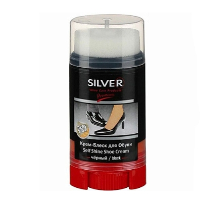 SILVER-Premium Крем-блеск для обуви, банка 50ml black/черный