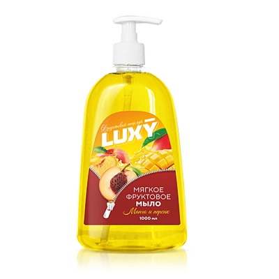 Мыло жидкое Luxy Фруктовый поцелуй 1л с дозатором манго и персик