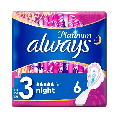 Прокладки "ALWAYS" 6 ULTRA Night Single Platinum